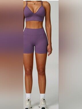 High-Waist Purple Bike Shorts for Women